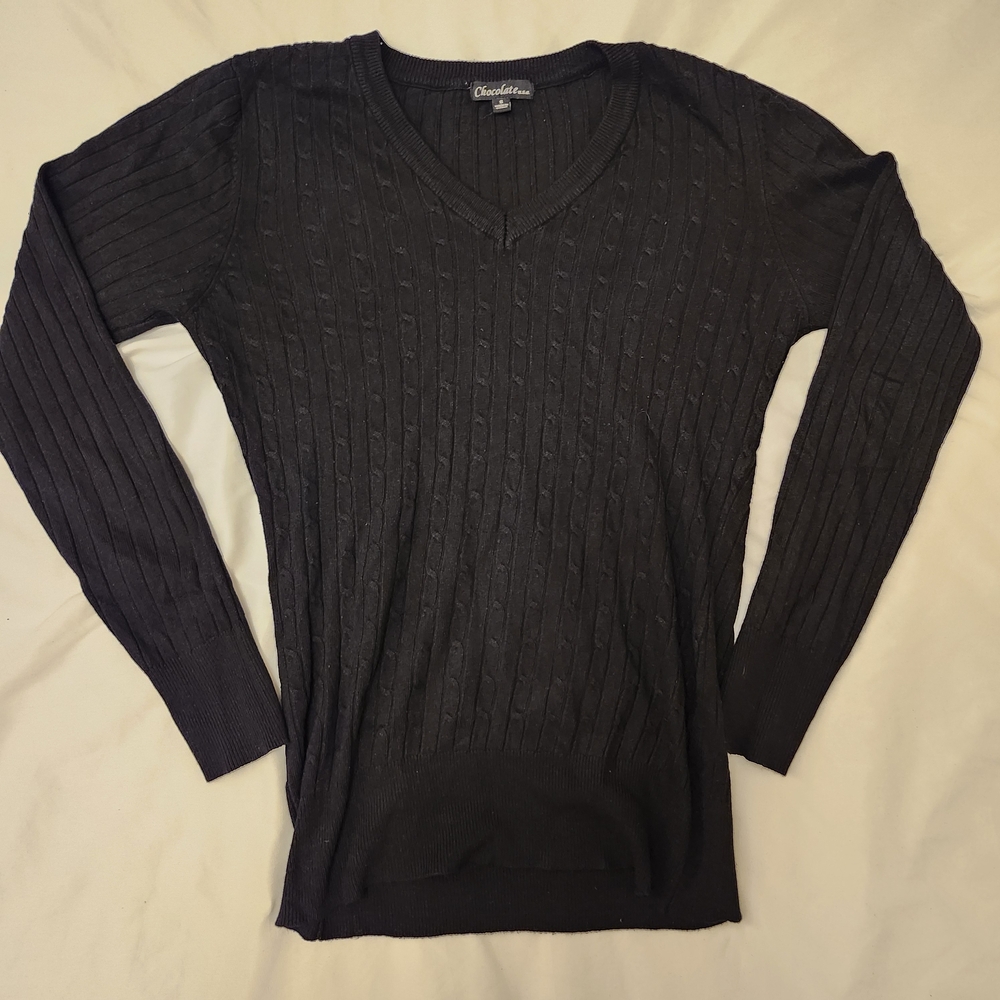 Croft & Barrow Women's V-Neck Sweater in Dark Gray